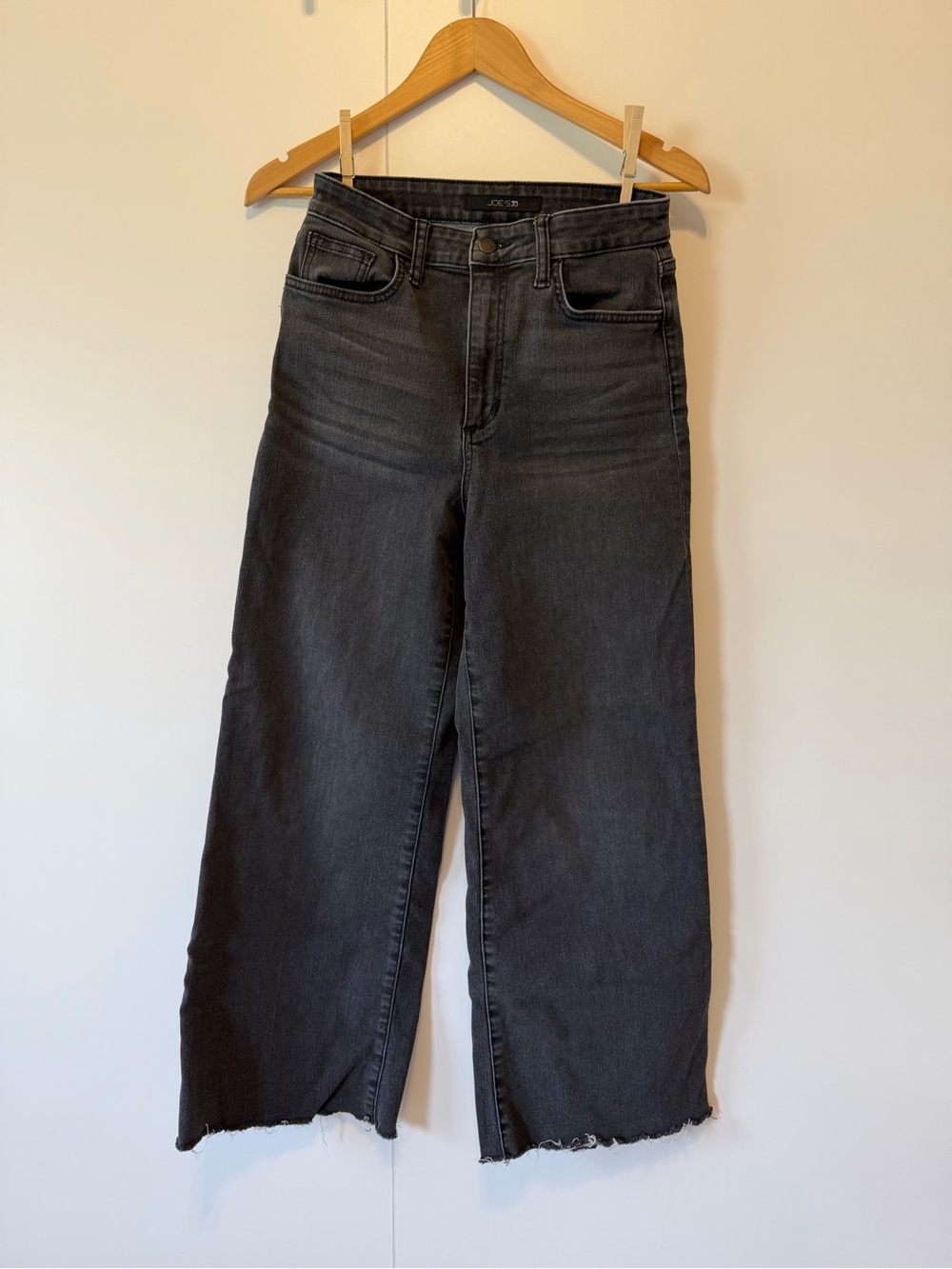 Joe's Jeans Black Wide-Leg High Rise Persephone Jeans w/Raw Hem - Picture 3 of 7